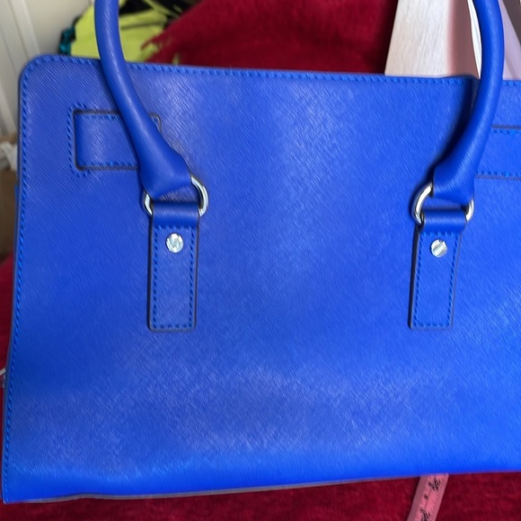 MICHAEL KORS BLUE SAFFIANO LEATHER HAMILTON CROSSBODY BAG SILVER HARDWARE - Picture 14 of 14